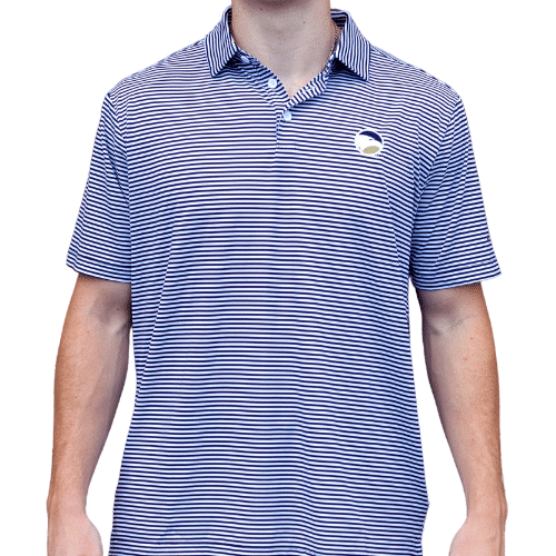 Georgia Southern Navy White Stripe Columbia Polo with Academic Logo - Image 2