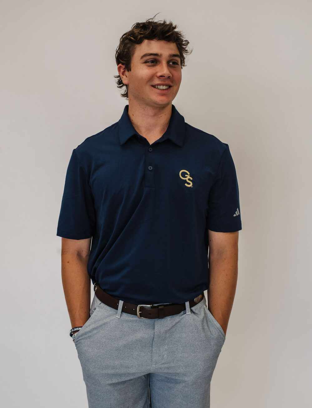 Georgia Southern Ultimate365 Solid adidas Polo Shirt with Gold GS - Image 3