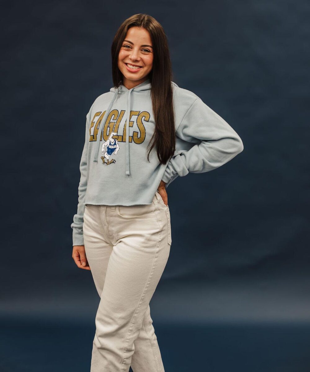 Georgia Southern Women's Laguna Sueded Raw Edge Crop Hoodie - Image 3